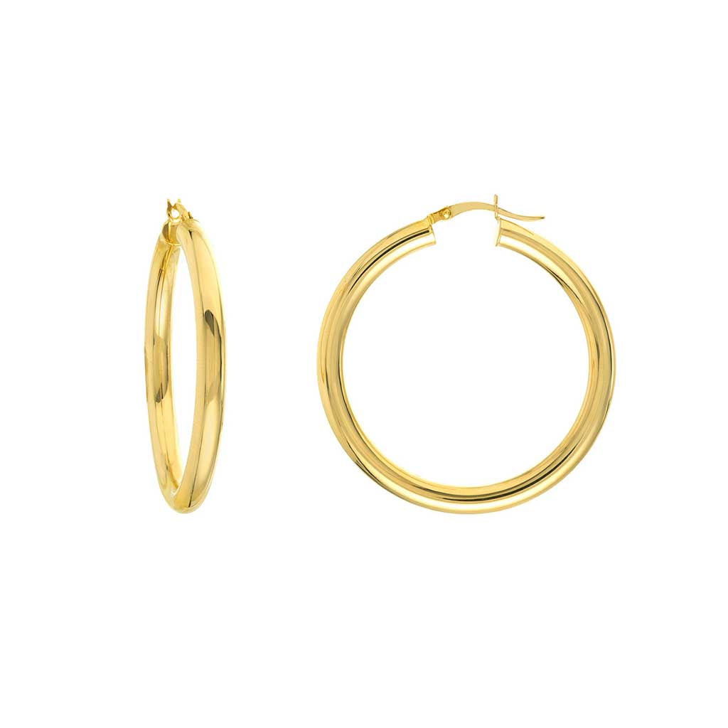 40mm wide tube hoop earrings in solid 14K gold