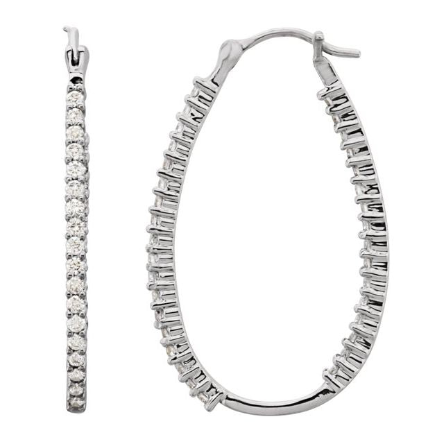 Platinum inside-outside diamond hoop earrings