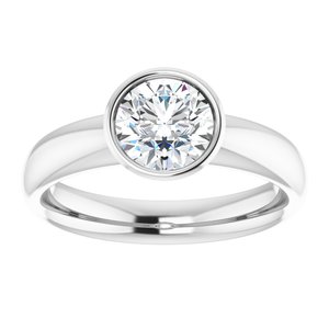 14K white gold 1 CT Round Bezel-Set Solitaire Engagement Ring Setting