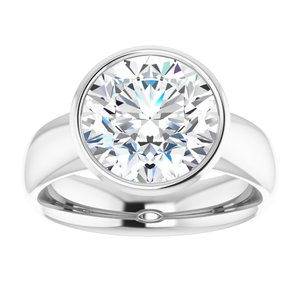 14K white gold 4 CT Round Bezel-Set Solitaire Engagement Ring Setting