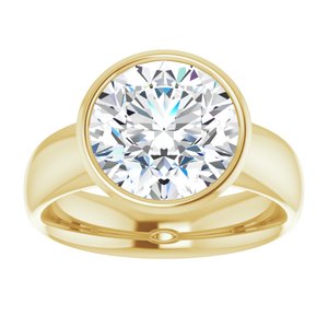 14K yellow gold 4 CT Round Bezel-Set Solitaire Engagement Ring Setting