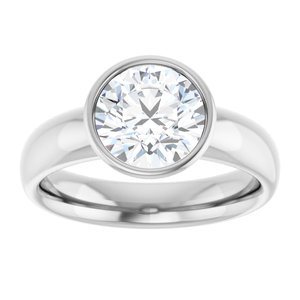 14K white gold 2 CT Round Bezel-Set Solitaire Engagement Ring Setting