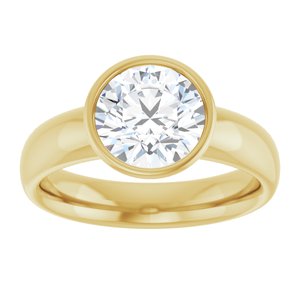 14K yellow gold 2 CT Round Bezel-Set Solitaire Engagement Ring Setting