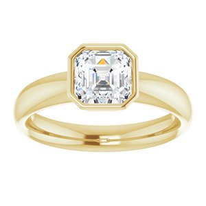 14K yellow gold 1 1/2 CT Asscher Bezel-Set Solitaire Engagement Ring Setting