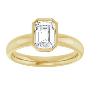 14K yellow gold 1 CT Emerald Bezel-Set Solitaire Engagement Ring Setting
