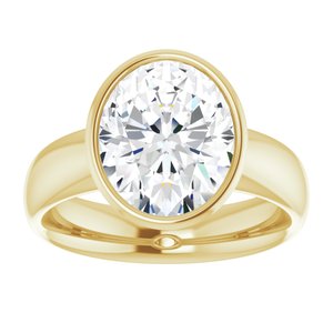 14K yellow gold 5 CT Oval Bezel-Set Solitaire Engagement Ring Setting