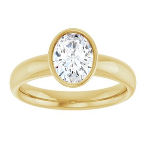 14K yellow gold 1 CT Oval Bezel-Set Solitaire Engagement Ring Setting