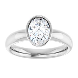 14K white gold 1 CT Oval Bezel-Set Solitaire Engagement Ring Setting