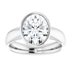 14K white gold 2 CT Oval Bezel-Set Solitaire Engagement Ring Setting