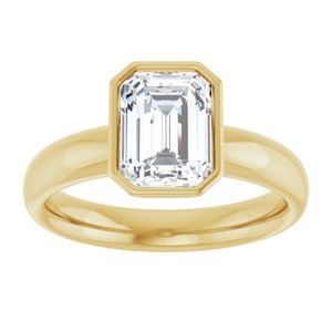 14K yellow gold 2 CT Emerald Bezel-Set Solitaire Engagement Ring Setting