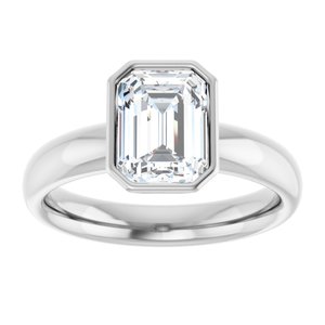 14K white gold 2 CT Emerald Bezel-Set Solitaire Engagement Ring Setting