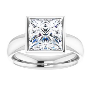 14K white gold 3 CT Square Bezel-Set Solitaire Engagement Ring Setting