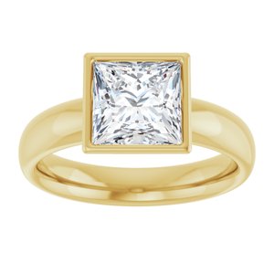 14K yellow gold 2 CT Square Bezel-Set Solitaire Engagement Ring Setting