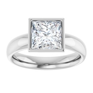 14K white gold 2 CT Square Bezel-Set Solitaire Engagement Ring Setting