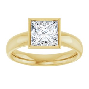 14K yellow gold 1 1/2 CT Square Bezel-Set Solitaire Engagement Ring Setting