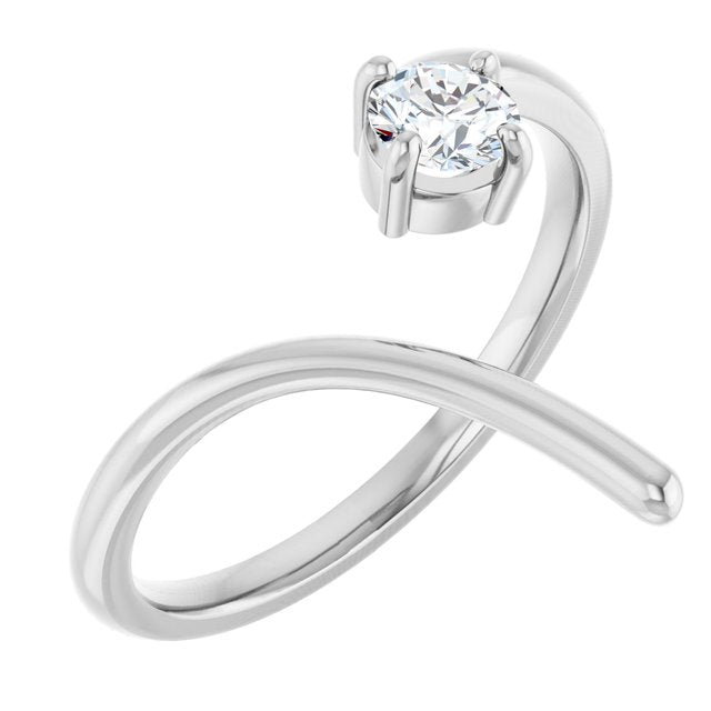 White Gold Round Shaped Diamond Swirl Ring