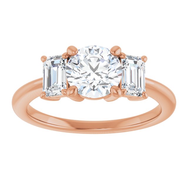 14K Rose 6.5 mm Round Engagement Ring Mounting