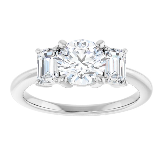 14K White 6.5 mm Round Engagement Ring Mounting