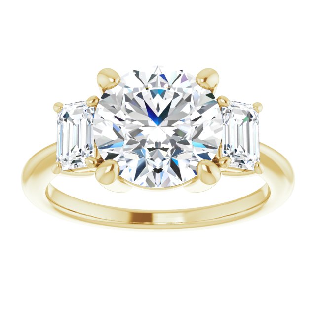 14K Yellow 9 mm Round Engagement Ring Mounting