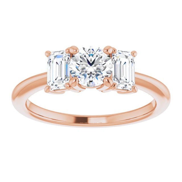 14K Rose 5.2 mm Round Engagement Ring Mounting