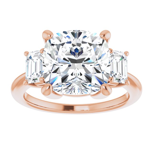 14K Rose 10x10 mm Cushion Engagement Ring Mounting