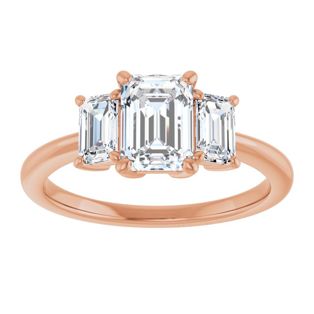 14K Rose 7x5 mm Emerald Engagement Ring Mounting