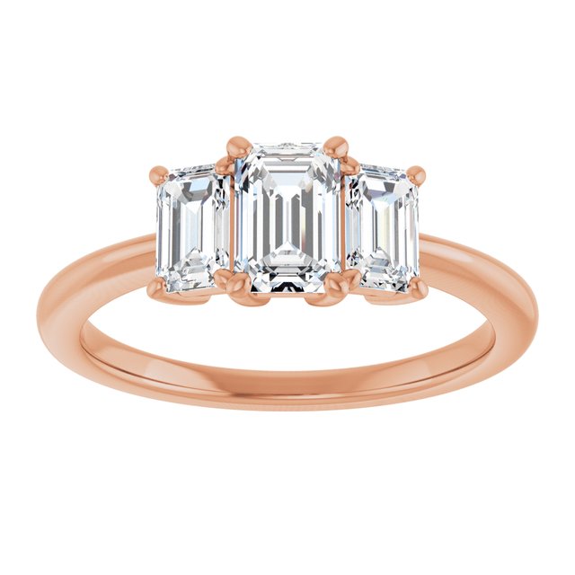 14K Rose 6x4 mm Emerald Engagement Ring Mounting