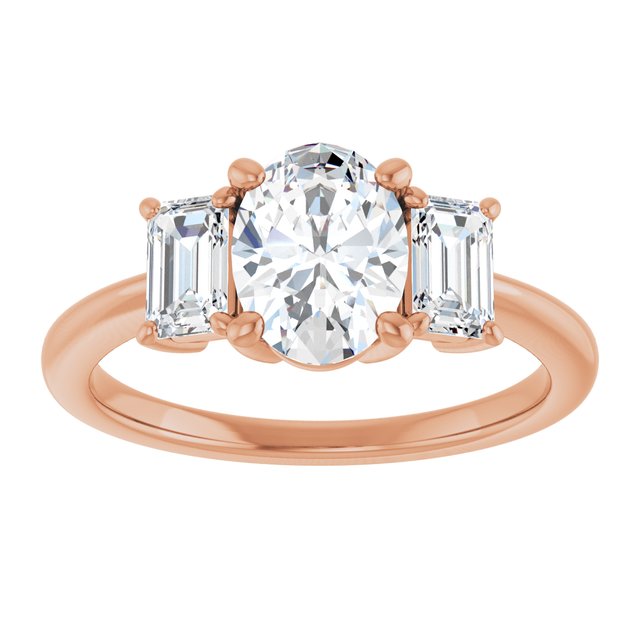 14K Rose 8x6 mm Oval Engagement Ring Mounting