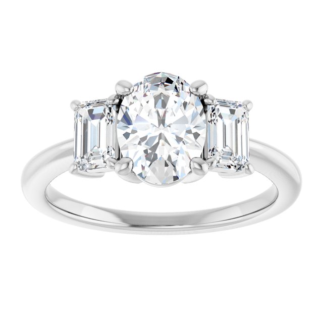 14K White 8x6 mm Oval Engagement Ring Mounting