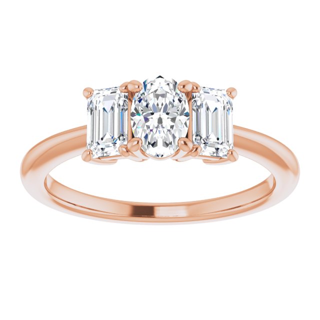 14K Rose 6x4 mm Oval Engagement Ring Mounting