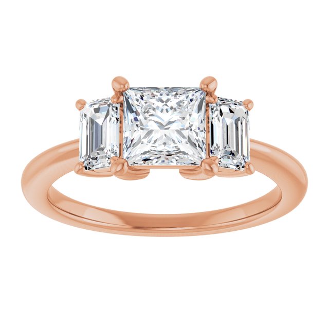 14K Rose 5.5x5.5 mm Square Engagement Ring Mounting