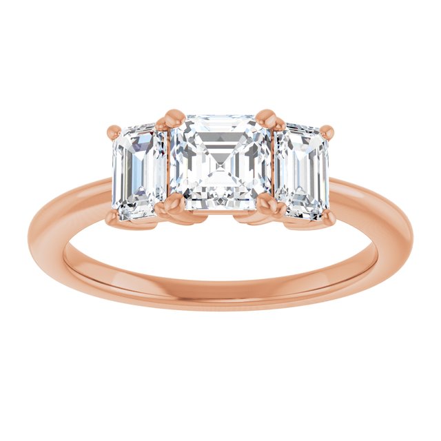 14K Rose 5x5 mm Asscher Engagement Ring Mounting