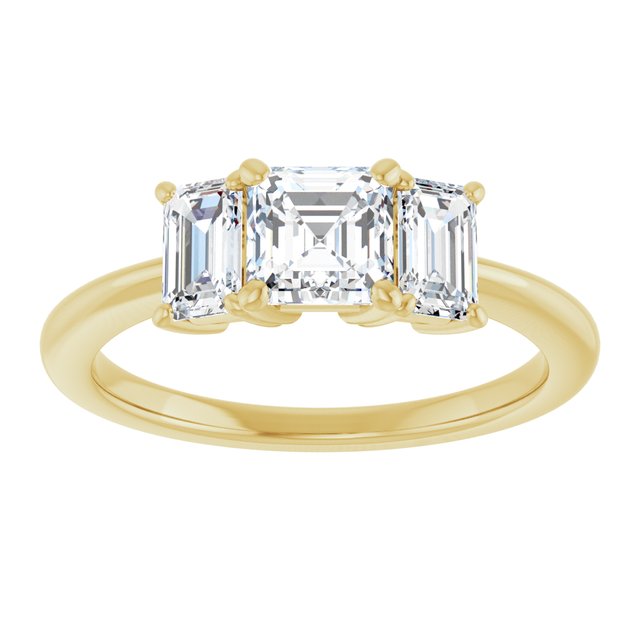 14K Yellow 5x5 mm Asscher Engagement Ring Mounting