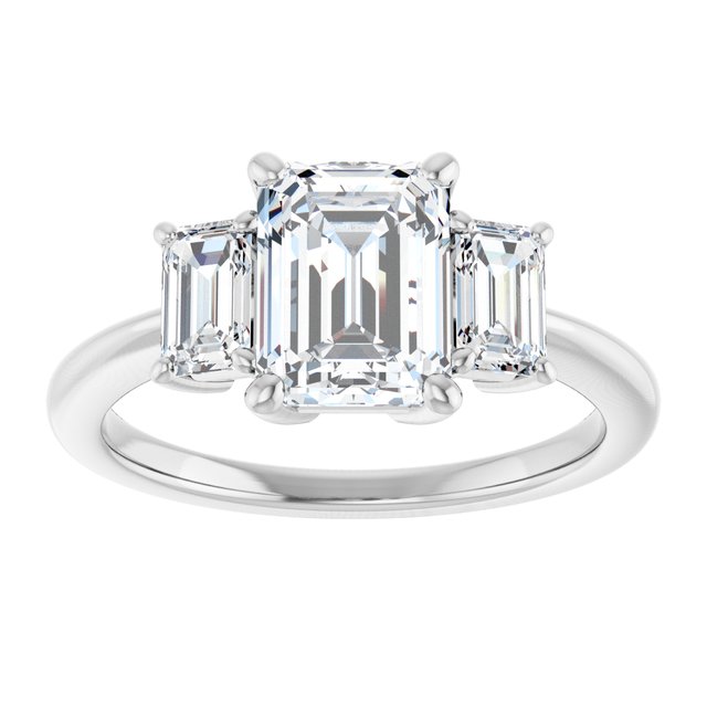 14K White 8x6 mm Emerald Engagement Ring Mounting