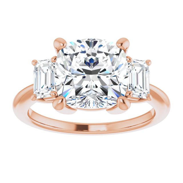 14K Rose 9x9 mm Cushion Engagement Ring Mounting