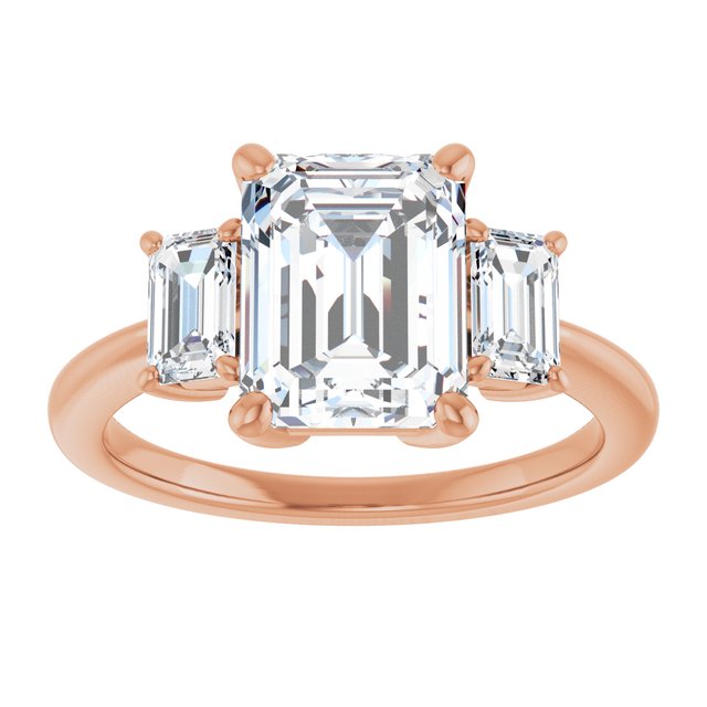 14K Rose 9x7 mm Emerald Engagement Ring Mounting