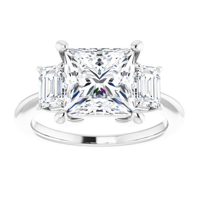 14K White 8x8 mm Square Engagement Ring Mounting