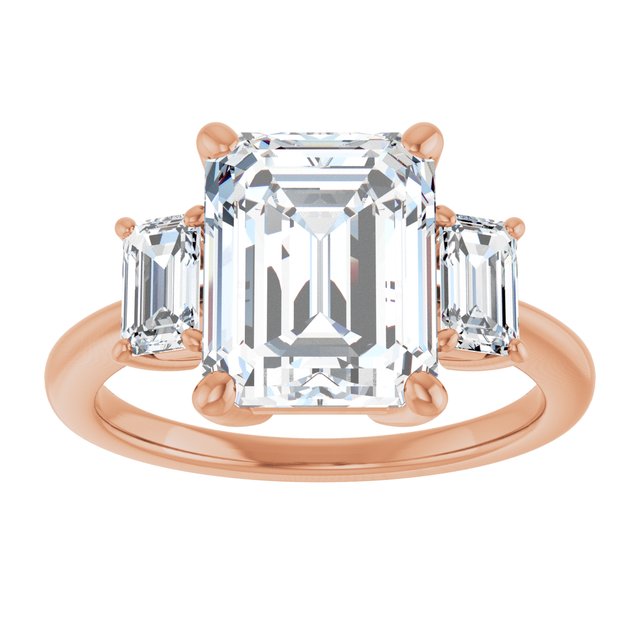 14K Rose 10x8 mm Emerald Engagement Ring Mounting