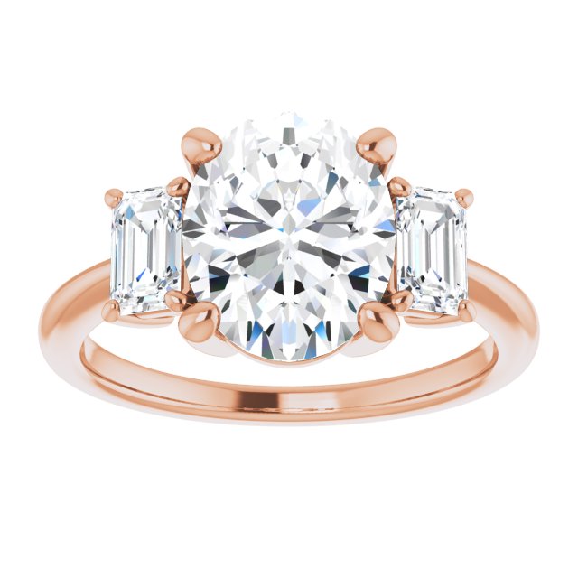 14K Rose 10x8 mm Oval Engagement Ring Mounting