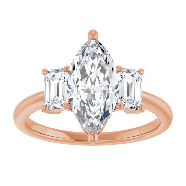 14K Rose 12x6 mm Marquise Engagement Ring Mounting