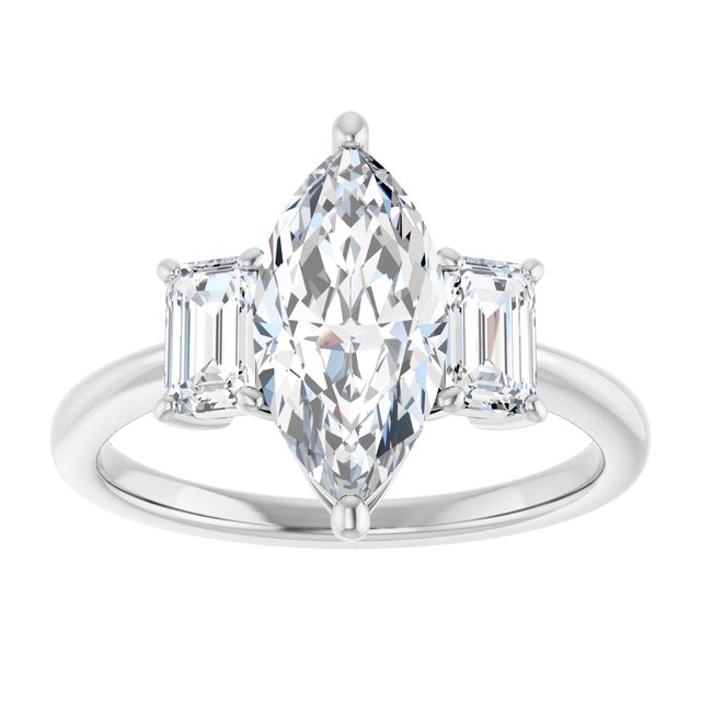 14K White 12x6 mm Marquise Engagement Ring Mounting