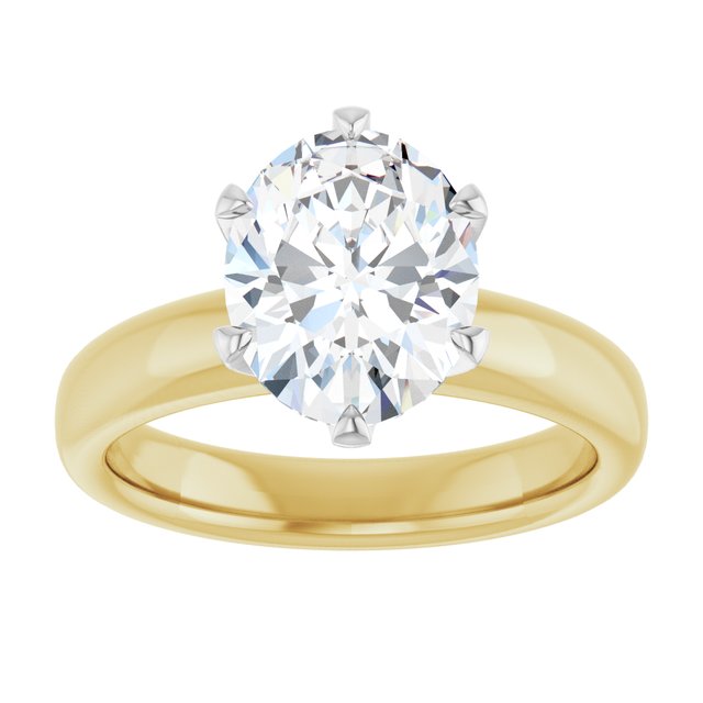 14K yellow/white gold 2 CT Oval Diamond Egagement Ring Setting