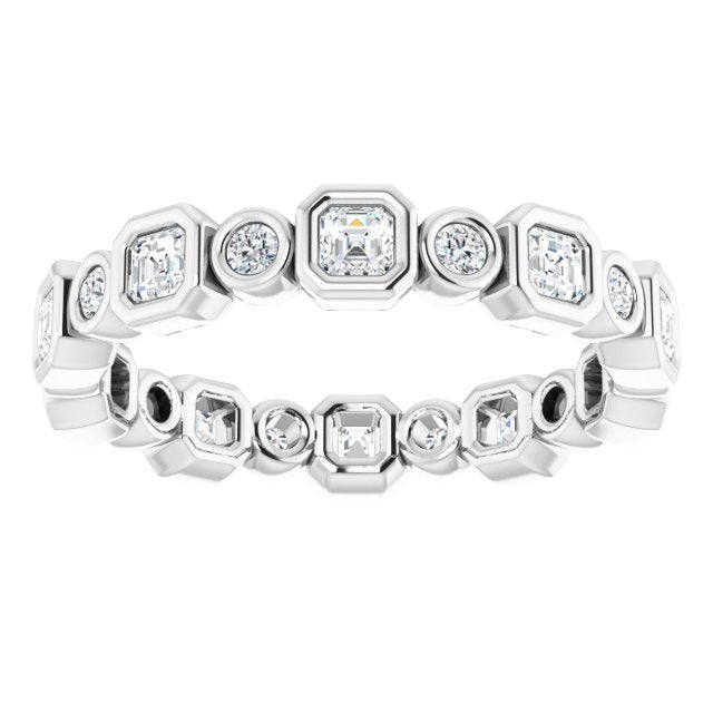 14K white gold 3/4 CT Asscher Bezel-set Diamond Eternity Band