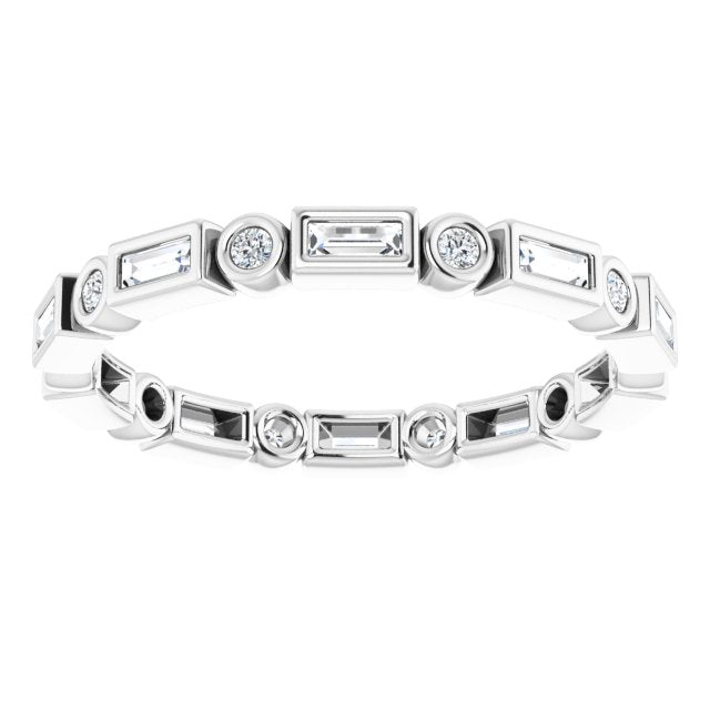 14K white gold 1/3 CT Straight Baguette Bezel-set Diamond Eternity Band