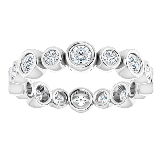 14K white gold 1 1/5 CT Round Bezel-set Diamond Eternity Band