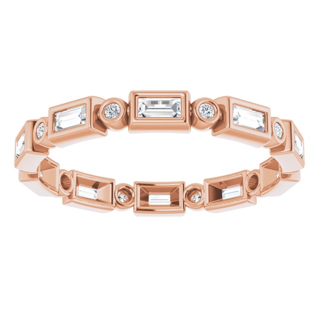 14K rose gold 1/2 CT Straight Baguette Bezel-set Diamond Eternity Band