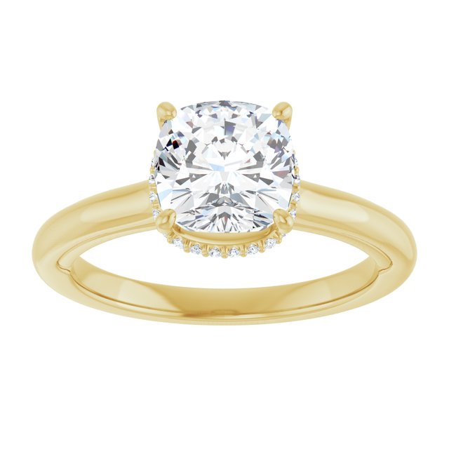 14K yellow gold 2 CT Cushion Diamond Halo-Style Engagement Ring