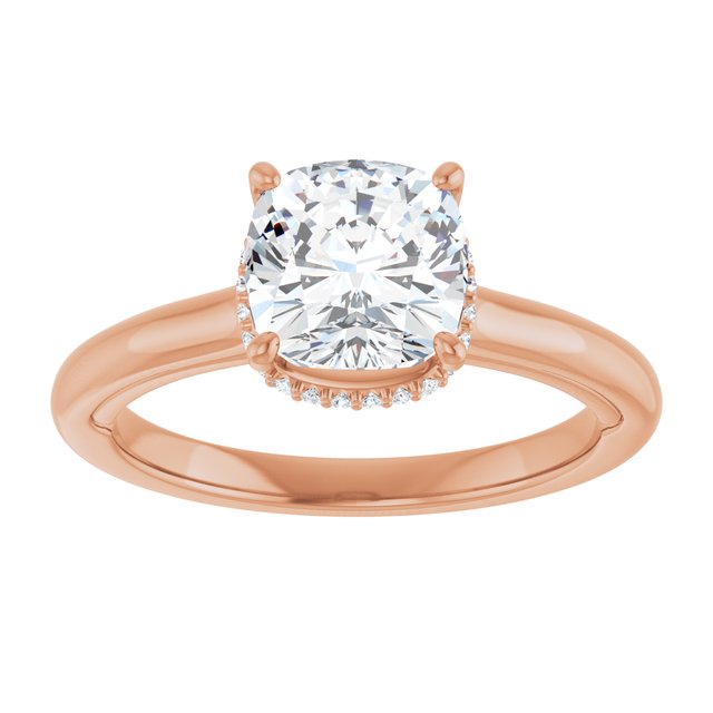 14K rose gold 2 CT Cushion Diamond Halo-Style Engagement Ring