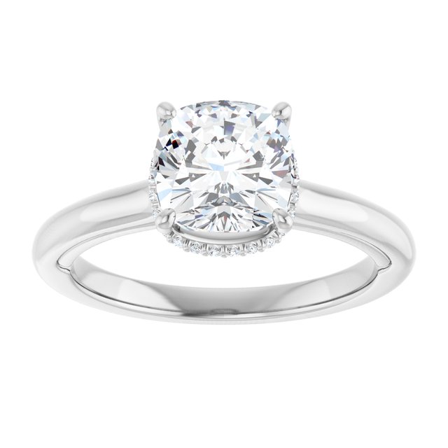 14K white gold 2 CT Cushion Diamond Halo-Style Engagement Ring