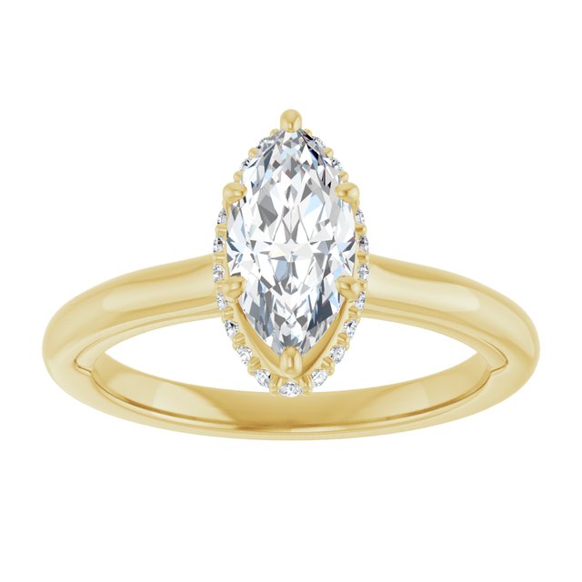 14K yellow gold 1 CT Marquise Diamond Halo-Style Engagement Ring